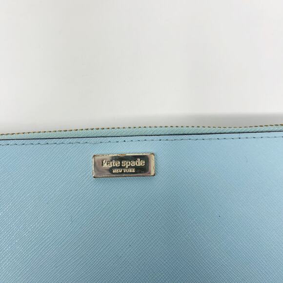 Kate Spade Grace Blue Newbury Lane Neda Wallet Leather Zip Around Gold Hardware - Picture 3 of 14